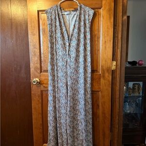 Three Bird Nest Floral Maxi Dress - Blue and White